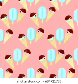 Bright seamless pattern with ice cream 
