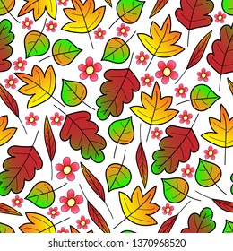 bright seamless pattern with the image of autumn foliage