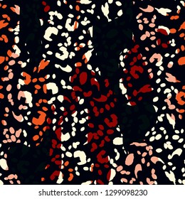 Bright seamless pattern with leopard print. Color leopard texture. Animal pattern.