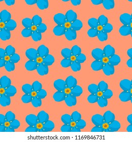 Bright seamless pattern with little blue flowers.