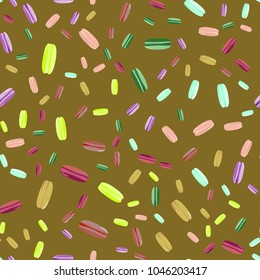 Bright seamless pattern of macaroons on bright background