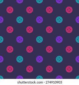 Bright seamless pattern made of buttons - vector sewing texture