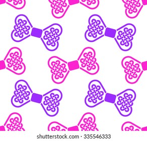 Bright seamless pattern made of Celtic style bows isolated on white background, vector illustration