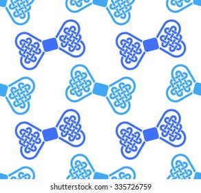 Bright seamless pattern made of Celtic style bows isolated on white background, vector illustration