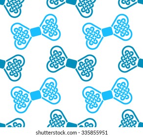 Bright seamless pattern made of Celtic style bows isolated on white background, vector illustration
