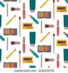 Bright seamless pattern with makeup. vector illustration