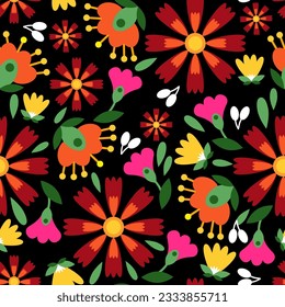 Bright seamless pattern of Mexican embroidery