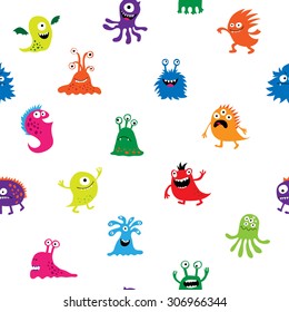 Bright seamless pattern with a monsters