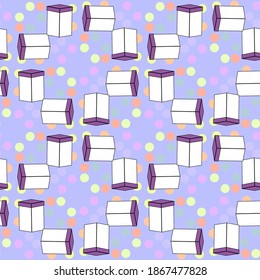 bright seamless pattern of multi-colored boxes with lids 