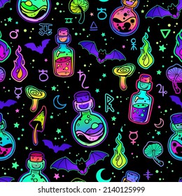 bright seamless pattern on a magical theme