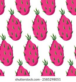 Bright seamless pattern on a white background, showing the design of fresh fruits for decoration. Suitable for wallpaper, textiles, posters, postcards.