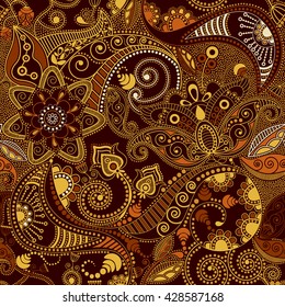 Bright seamless pattern in paisley style