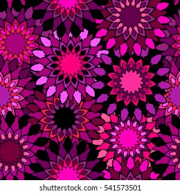 Bright seamless pattern in pink. Abstract flowers. Flower texture. Floral seamless pattern.