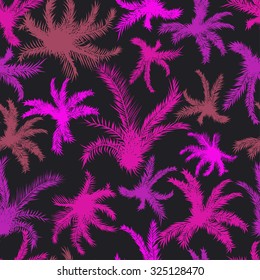 Bright seamless pattern with pink palms. Vector illustration for your graphic design.