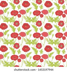 
Bright seamless pattern with red poppies. for printing on fabric