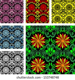 Bright seamless Pattern in six color varants.