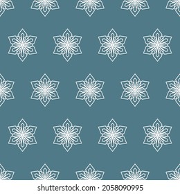 Bright seamless pattern snowflake mandala, geometric snowflake simple design, vector illustration