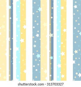 Bright Seamless pattern with stars on a striped background. Vector illustration.
