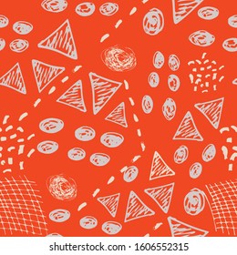 bright seamless pattern in trend colours in vector design with ethnic cartoon decor