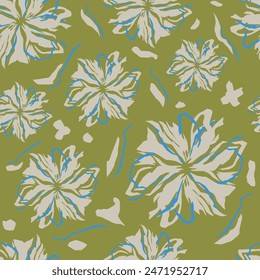 Bright seamless pattern with tropical plants and leaves on yellow background. Vector design. Jungle print. Textiles and printing. Floral background