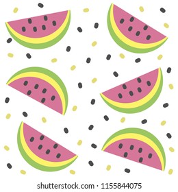 Bright seamless pattern. Vector fruit of watermelon.
