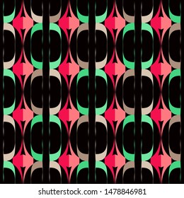 Bright seamless pattern with vertical colorful elements on a black background.