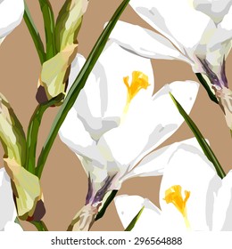 Bright seamless pattern of white flowers