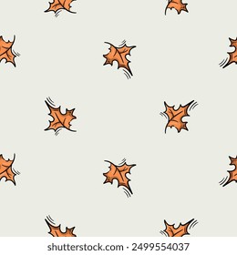 Bright seamless pattern for wrapping paper with autumn leaf icons. Simple vector background with repeating elements. Illustration related to autumn, school, learning
