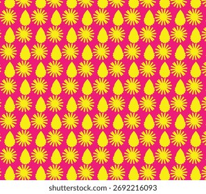 Brillante patrón sin fisuras con Formas florales amarillas y lágrimas sobre un fondo rosa perfecto para papel de embalaje textil o diseño decorativo