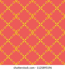 Bright seamless pattern with yellow tribal ornaments.