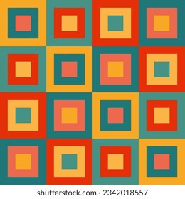 Bright seamless pixel pattern in Mexican style. Vivid tribal geometric triangles and squares ornament. Aztec rug background.