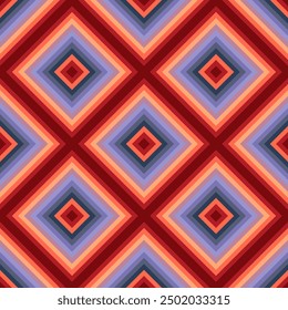 Bright seamless pixel pattern in Mexican style. Vivid tribal geometric triangles and squares ornament. Aztec rug background.