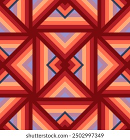 Brillante patrón de píxeles sin fisuras en estilo mexicano. Triángulos geométricos tribales vívidos y adorno cuadrado. Fondo de alfombra azteca.