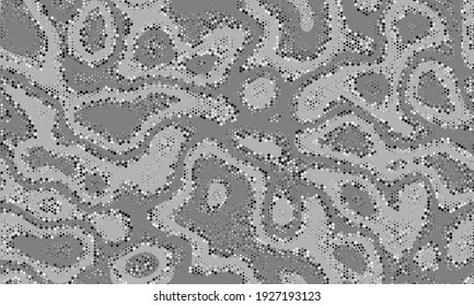 Bright Seamless Repeat Graphic Design. Vibrant Color Gray Repeated Modern Vector Pattern. Monochrome Black Seamless Water Graphic Camouflage. Seamless Vibrant Color