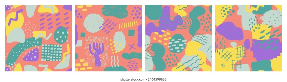 Bright Seamless Round Trendy Ornament Design. Light Endless Grunge Graphic Element, Seamless Wrapping. Orange Repeated Stylish Artistic Textile Art