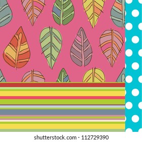 Bright seamless seasonal patterns set, autumn