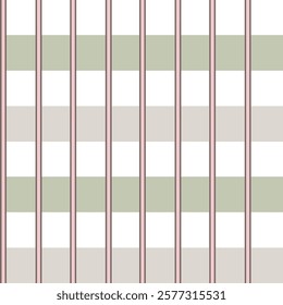 Bright seamless stripes texture. Seamless big uneven green with beige checkered gingham pattern. Multicolored seamless backdrop. Vector illustration.