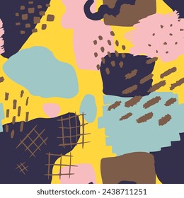 Bright Seamless Stylish Simple Surface Wallpaper. Dark Seamless Grunge Trendy Artwork, Seamless Card. Black Endless Round Modern Template Vector