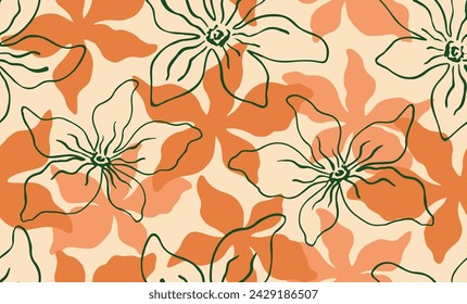 Bright seamless summer modern floral pattern