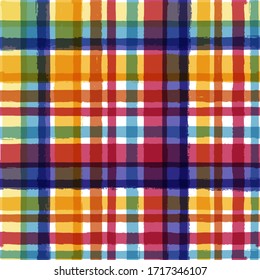 Helles, nahtloses Tartan-Muster, üppiger Druck, farbige Schachbrettmuster. Gingham, plaid. Geometrischer quadratischer Hintergrund, Textur für Textilien. 