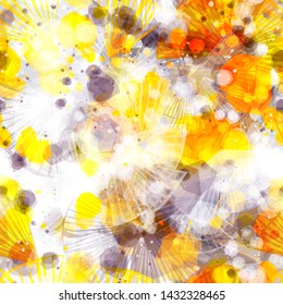 Bright seamless texture with blots and floral elements. Abstract vector background for web page, banners backdrop, fabric, home decor, wrapping