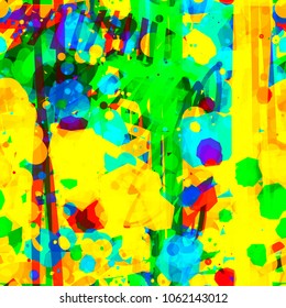 Bright seamless texture from blots, stains, stripes, strokes. Abstract vector background for web page, banners backdrop, fabric, home decor, wrapping