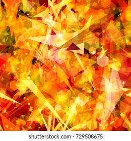 Bright seamless texture from geometric elements. Hexagons and triangles mix random. Abstract vector background for web page, banners, fabric, home decor, wrapping 