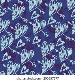 Bright  seamless texture of hearts. Seamless pattern can be used for wallpaper, pattern fills, web pages.
