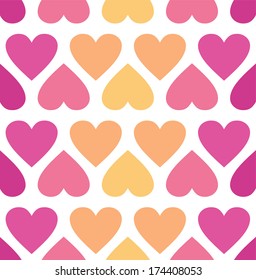 bright seamless texture. pink and yellow hearts