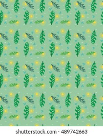Bright seamless texture with stylized palm leaves.