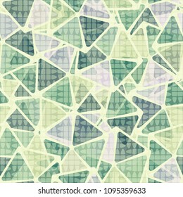 Bright seamless texture. An unusual mesh covers the abstract pattern. Elements of pentagons with colored windows. For clothes, walls, backgrounds and 3d graphics.