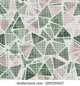 Bright seamless texture. An unusual mesh covers the abstract pattern. Elements of pentagons with colored windows. For clothes, walls, backgrounds and 3d graphics.