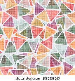 Bright seamless texture. An unusual mesh covers the abstract pattern. Elements of pentagons with colored windows. For clothes, walls, backgrounds and 3d graphics.