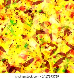 Bright seamless texture with yellow, brow, green colors. Abstract vector background for web page, banners backdrop, fabric, home decor, wrapping